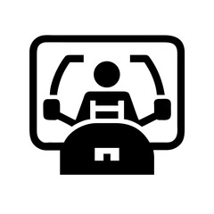 Silhouette of a person using a machine