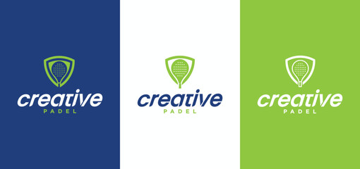 Padel vector logo with racket combination, a collection of padel sports logos with beautiful colors.
