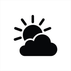 Partly Cloudy Weather Icon – Black Vector Symbol for Forecast, Climate, and UI Design