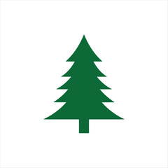 Obraz premium Green Pine Tree Icon – Minimalist Evergreen Illustration for Christmas, Nature, and Forest Themes