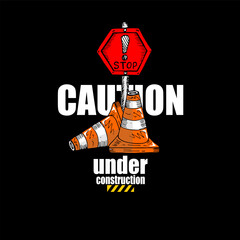 Caution, Under Construction, board and wallpaper vector