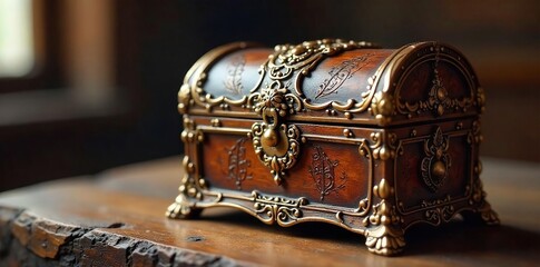 Intricately Carved Antique Wooden Jewelry Box Vintage Charm for Bridal Gifts, Home Decor, or Personal Use.  Elegant ornate details perfect for storing precious valuables.