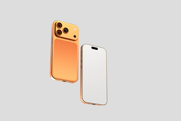 Orange smartphone 17 Pro max blank mockup