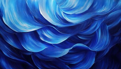 Abstract swirling blue and white wave-like patterns resembling flowing fabric or petals with smooth texture and gradient shading
