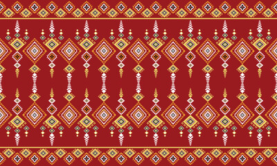 Ethnic Red and Gold Ikat Style Textile Design