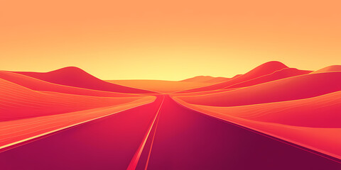 Desert Highway Sunset View