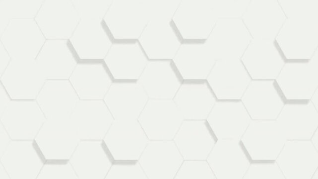 Minimal white hexagon pattern moving slowly in clean geometric abstract background