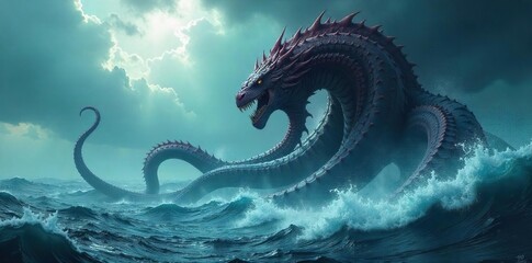 Colossal Kraken Attacks A Terrifying Deep-Ocean Encounter Amidst a Stormy Sky
