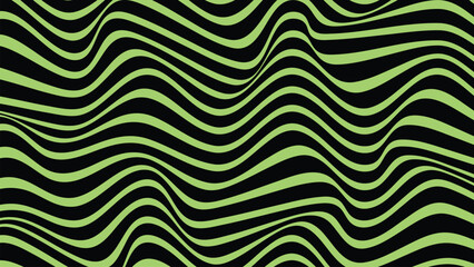 Psychedelic Waves Pattern With Green And Black