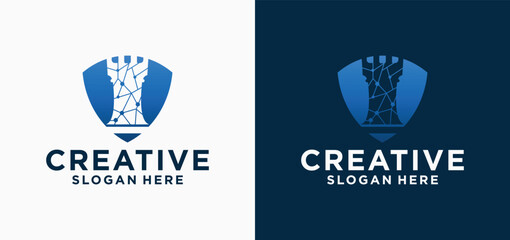 Black and white chess sports logo vector icon. Logo illustration for the game of chess.