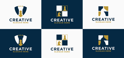 Black and white chess sports logo vector icon. Logo illustration for the game of chess.
