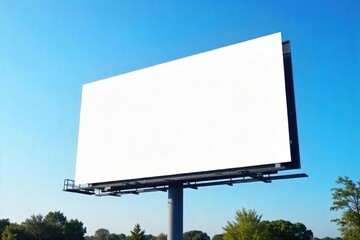 Tall Blank Billboard Against Blue Sky Pristine Surface Ready for Impactful Advertising