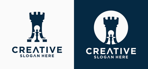 Black and white chess sports logo vector icon. Logo illustration for the game of chess.