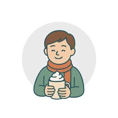 Flat Design Kid Drinking Chocolate suitable for merry christmas