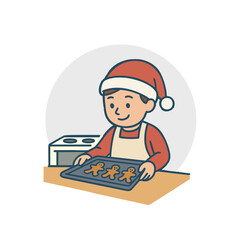 Flat Design Kid Baking Christmas Cookies suitable for merry christmas