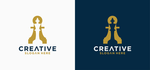 Black and white chess sports logo vector icon. Logo illustration for the game of chess.
