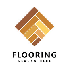 Flooring Logo with Herringbone Wood Pattern