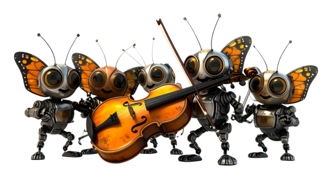 Steampunk Insect Musicians Fantasy Art
