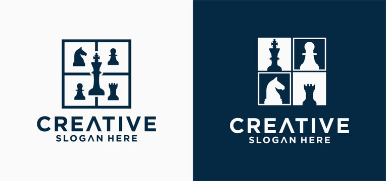 Black and white chess sports logo vector icon. Logo illustration for the game of chess.