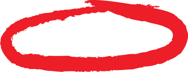 Red circle marker drawing isolated on white background for highlighting text or notes