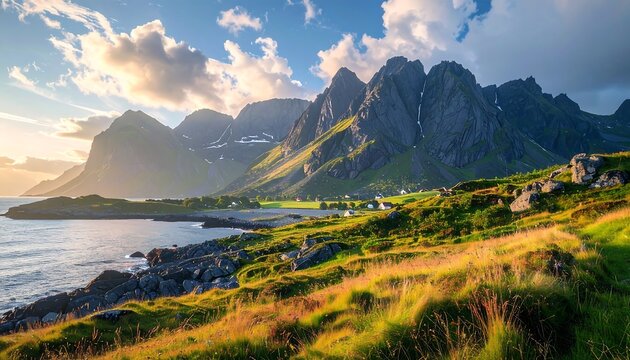 Scenic mountain landscape at sunset - Powered by Adobe