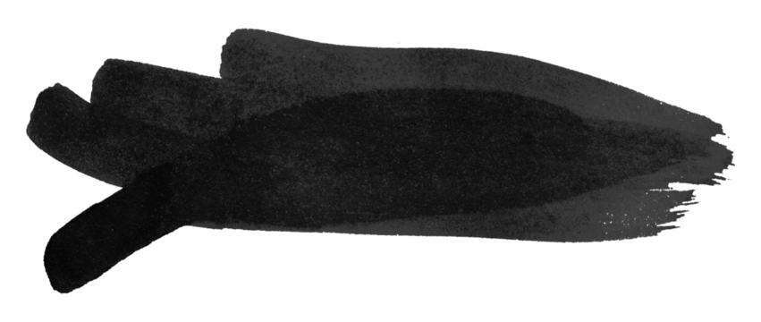 black watercolor background. Artistic hand paint. Isolated on transparent background.