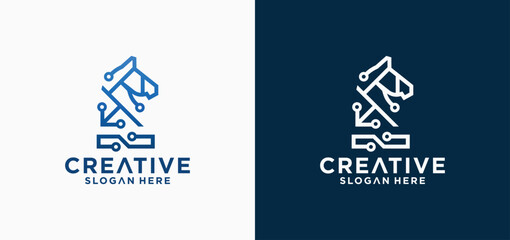 Black and white chess sports logo vector icon. Logo illustration for the game of chess.