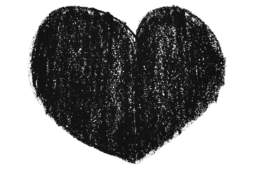 Valentine's Day black chalk crayon heart shape illustration isolated on transparent background