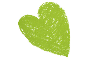 Valentine's Day Chalk Green Heart Shape Illustration Isolated on Transparent Background