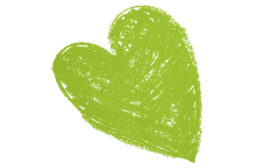 Valentine's Day Chalk Green Heart Shape Illustration Isolated on Transparent Background