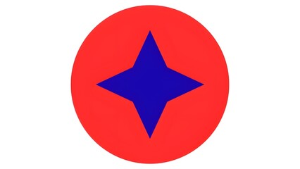 Geometric Star Design: A minimalist emblem, a striking blue star is centered within a vibrant red circle, creating a bold and eye-catching graphic.