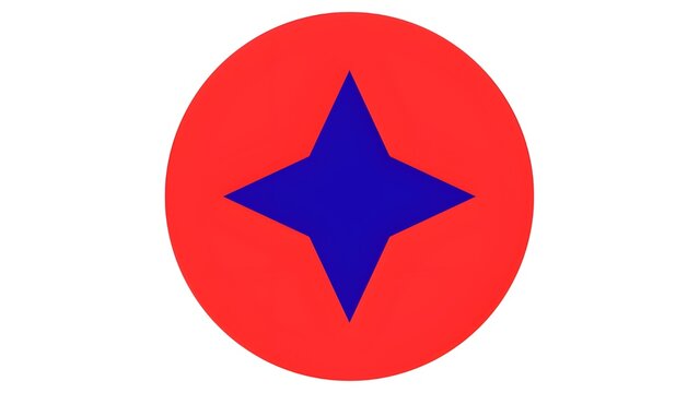 Geometric Star Design: A minimalist emblem, a striking blue star is centered within a vibrant red circle, creating a bold and eye-catching graphic. 