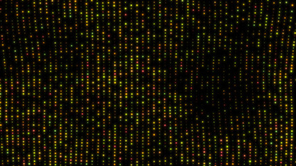 Bright multicolored dots background in digital grid, abstract light pattern.