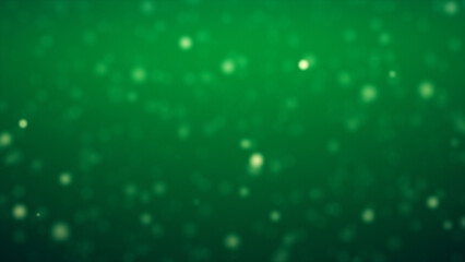 Soft green glowing bokeh particles, smooth abstract background.