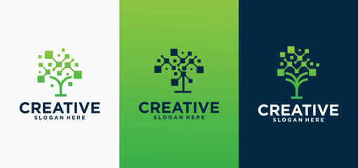 tree technology logo, Creative Tree Technology Logo with attractive colors, Technology Logo Icon Symbol Vector Design.