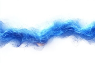 Abstract flowing blue waves with glowing light accents on a white background, creating a sense of fluidity and movement
