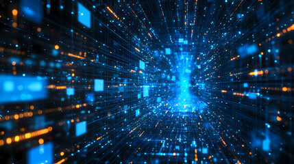 Obraz premium Digital Tunnel of Data Transmission