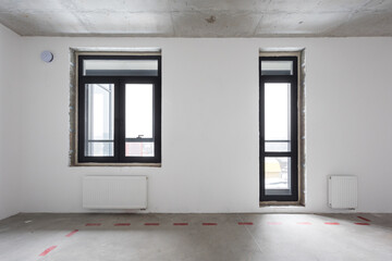 nterior of the apartment without decoration in gray colors