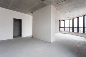 nterior of the apartment without decoration in gray colors