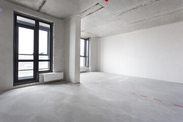 nterior of the apartment without decoration in gray colors