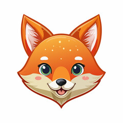Fototapeta premium Charming Cartoon Fox Head Isolated on White Background, Cute and Playful Design
