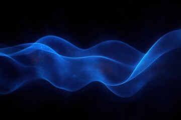 Obraz premium Abstract flowing blue wave lines on dark background creating a smooth and dynamic light effect