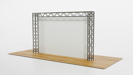 Photo backdrop display, Platform for design, Blank product stand with truss, 3D rendering