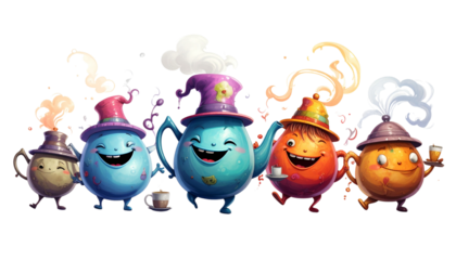 Funny Blue Monsters Having Fun Illustration
