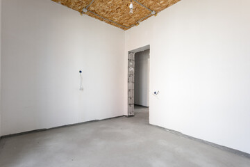 nterior of the apartment without decoration in gray colors