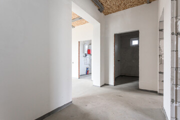 nterior of the apartment without decoration in gray colors