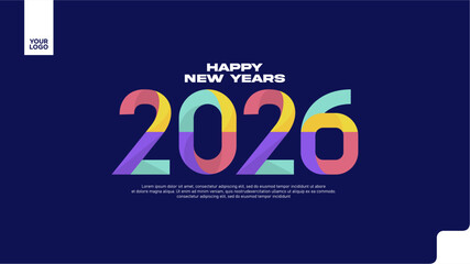 2026 happy new year celebration typography text lettering vector