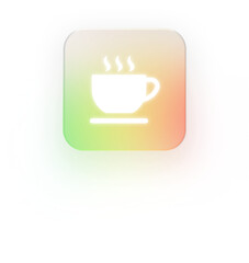 Neumorphic Coffee Cup Icon 3D Cafe and Break Symbol for UI Design