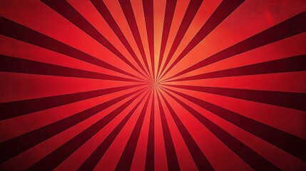 Red radial burst background with alternating dark and light red rays emanating from the center creating a dynamic and energetic visual effect