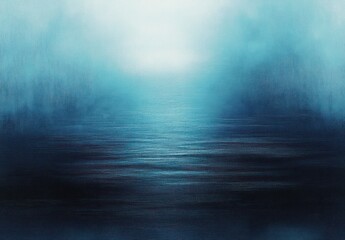Calm foggy seascape with gentle rippling water and soft light diffusing through misty atmosphere creating a serene and tranquil mood